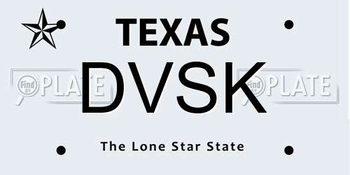DVSK Texas License Plate