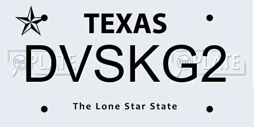 DVSKG2 Texas License Plate
