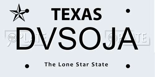 DVSOJA Texas License Plate