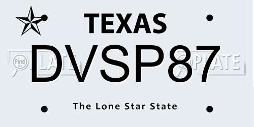 DVSP87 Texas License Plate