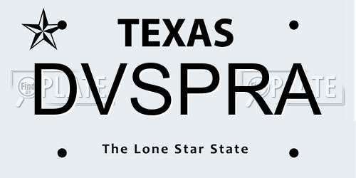DVSPRA Texas License Plate