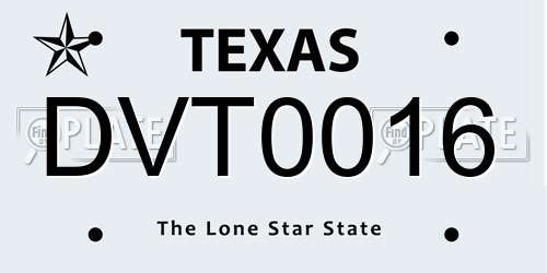 DVT0016 Texas License Plate