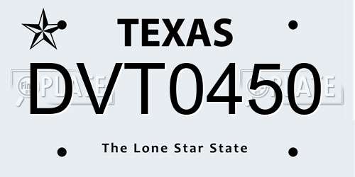DVT0450 Texas License Plate