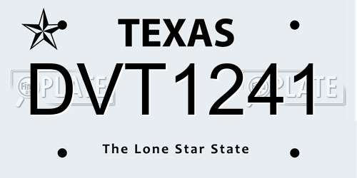 DVT1241 Texas License Plate