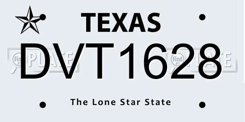 DVT1628 Texas License Plate