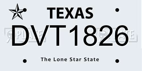 DVT1826 Texas License Plate