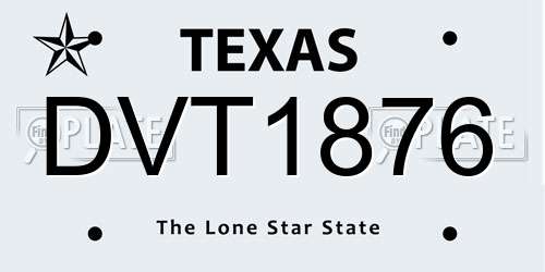 DVT1876 Texas License Plate
