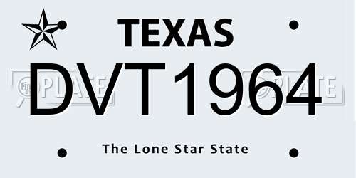 DVT1964 Texas License Plate
