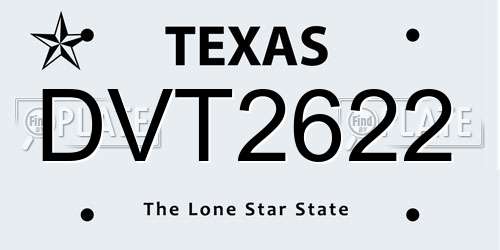 DVT2622 Texas License Plate