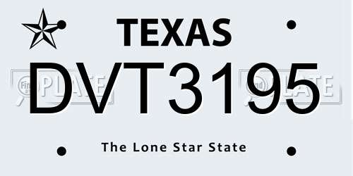 DVT3195 Texas License Plate