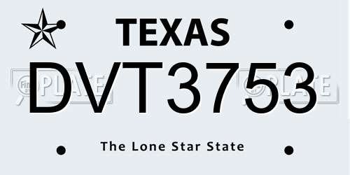 DVT3753 Texas License Plate