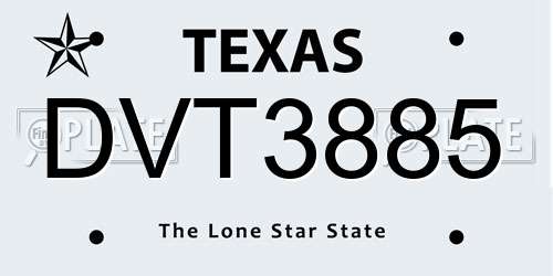 DVT3885 Texas License Plate