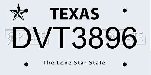 DVT3896 Texas License Plate