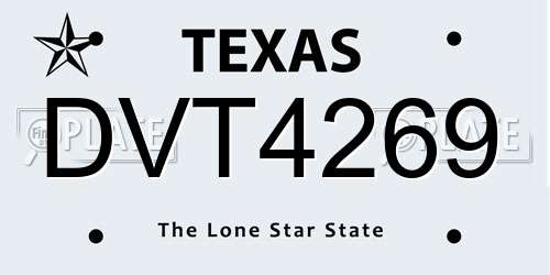 DVT4269 Texas License Plate