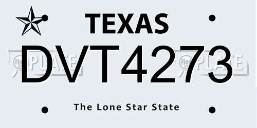 DVT4273 Texas License Plate