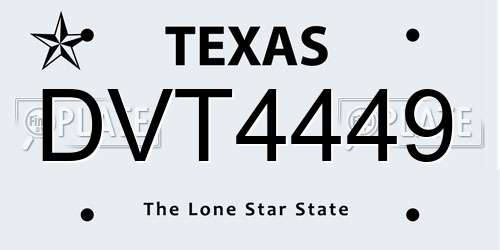 DVT4449 Texas License Plate