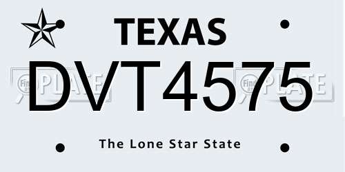 DVT4575 Texas License Plate
