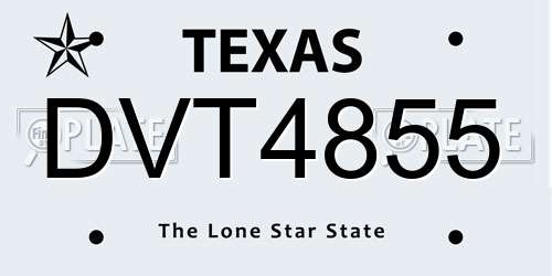 DVT4855 Texas License Plate