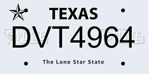 DVT4964 Texas License Plate