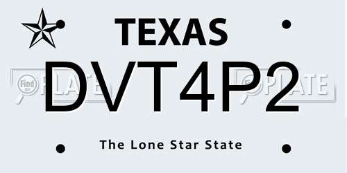 DVT4P2 Texas License Plate