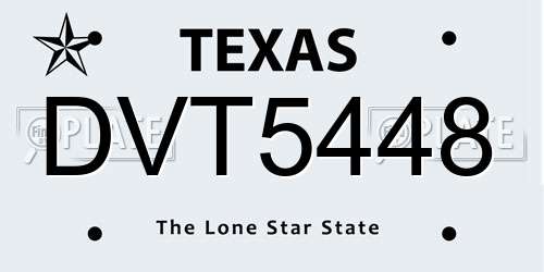 DVT5448 Texas License Plate