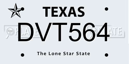DVT564 Texas License Plate