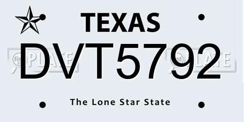 DVT5792 Texas License Plate