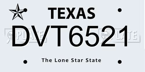 DVT6521 Texas License Plate