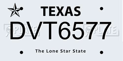 DVT6577 Texas License Plate