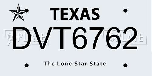 DVT6762 Texas License Plate