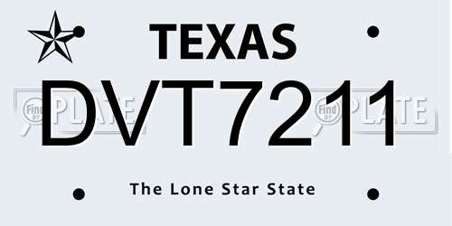 DVT7211 Texas License Plate