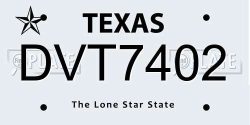 DVT7402 Texas License Plate