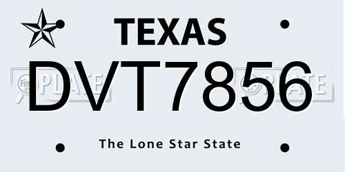 DVT7856 Texas License Plate