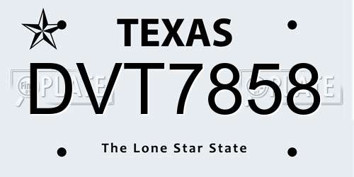 DVT7858 Texas License Plate