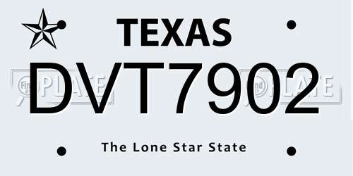 DVT7902 Texas License Plate