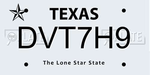DVT7H9 Texas License Plate