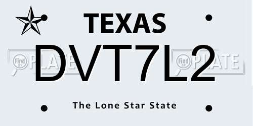 DVT7L2 Texas License Plate