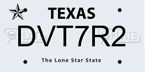 DVT7R2 Texas License Plate