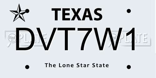 DVT7W1 Texas License Plate
