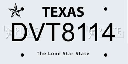 DVT8114 Texas License Plate