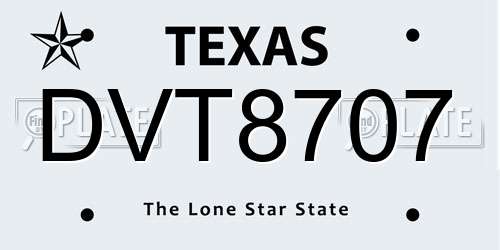 DVT8707 Texas License Plate