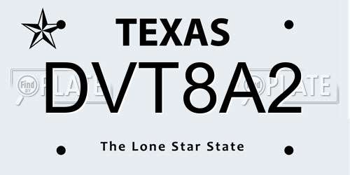 DVT8A2 Texas License Plate