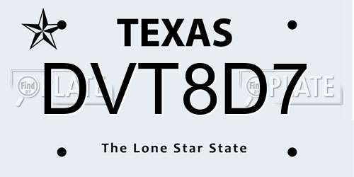 DVT8D7 Texas License Plate