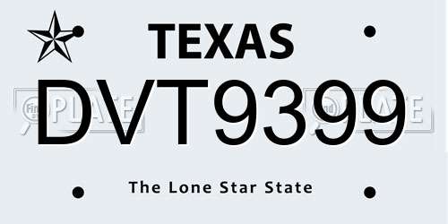DVT9399 Texas License Plate