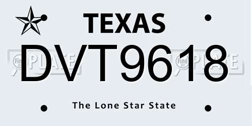 DVT9618 Texas License Plate