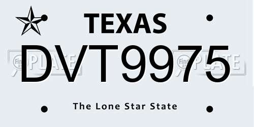 DVT9975 Texas License Plate
