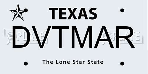 DVTMAR Texas License Plate