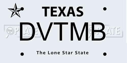 DVTMB Texas License Plate