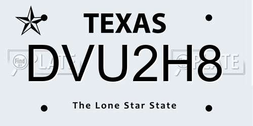DVU2H8 Texas License Plate