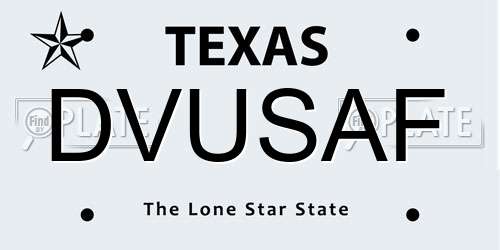 DVUSAF Texas License Plate